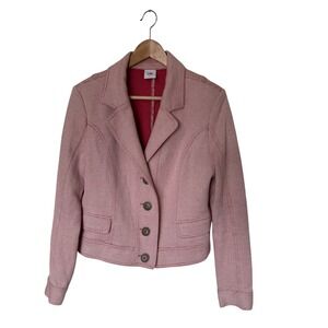 Cabi Pink Red Textured Cropped Blazer Jacket Women's Size L Business Casual
